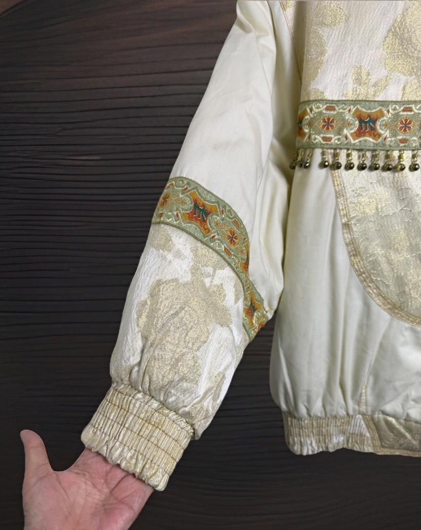 VTG J Gallery Quilted Patchwork Puffy Bomber Jacket Woman’s Size L Zippers