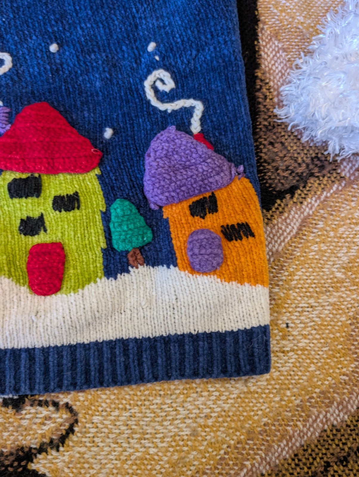 Vintage Bellepointe Blue Presents Ugly Santa Village Cardigan Medium