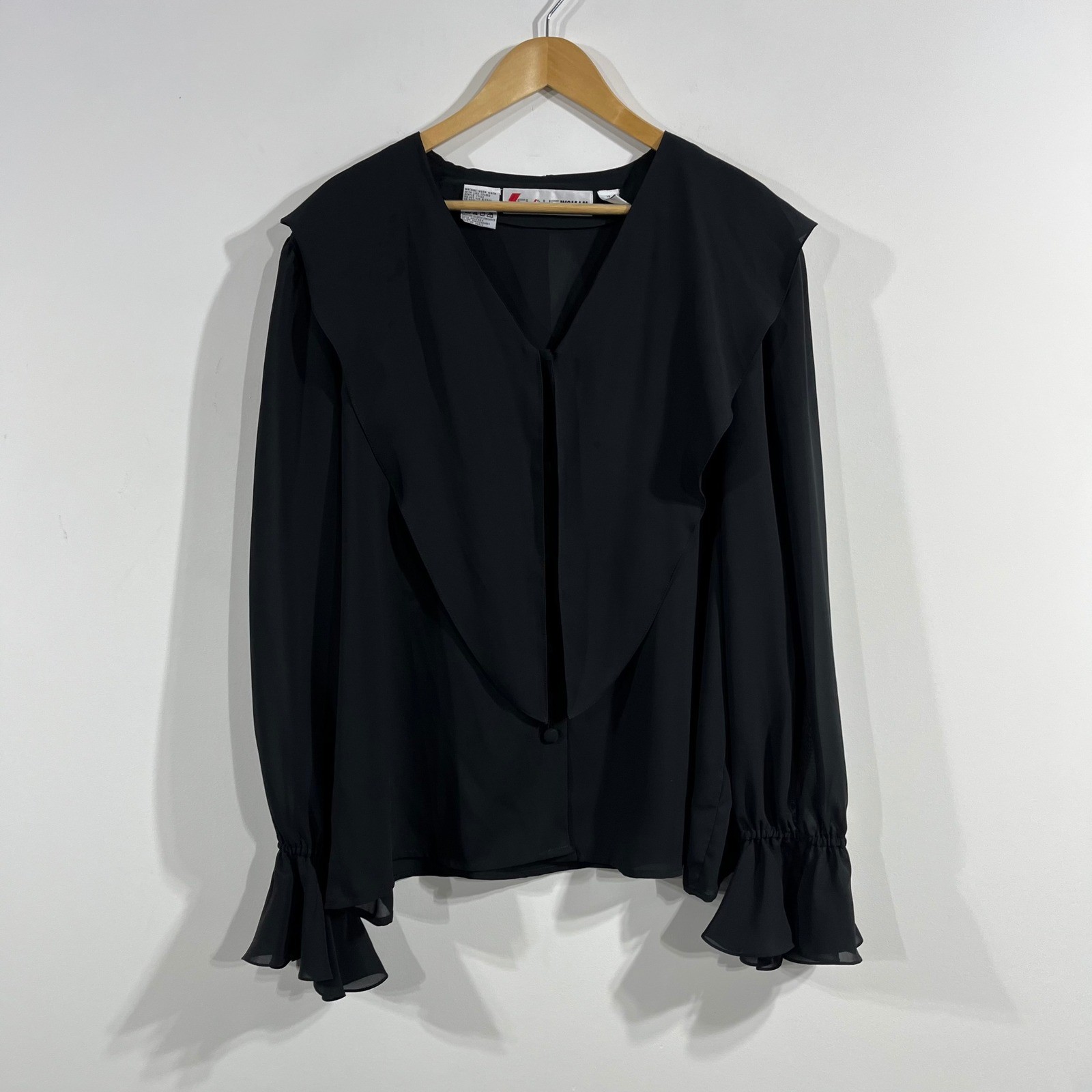 Vintage Chaus Edwardian Renfair Chiffon Top Oversized Collar Ruffle Cuff Size 18