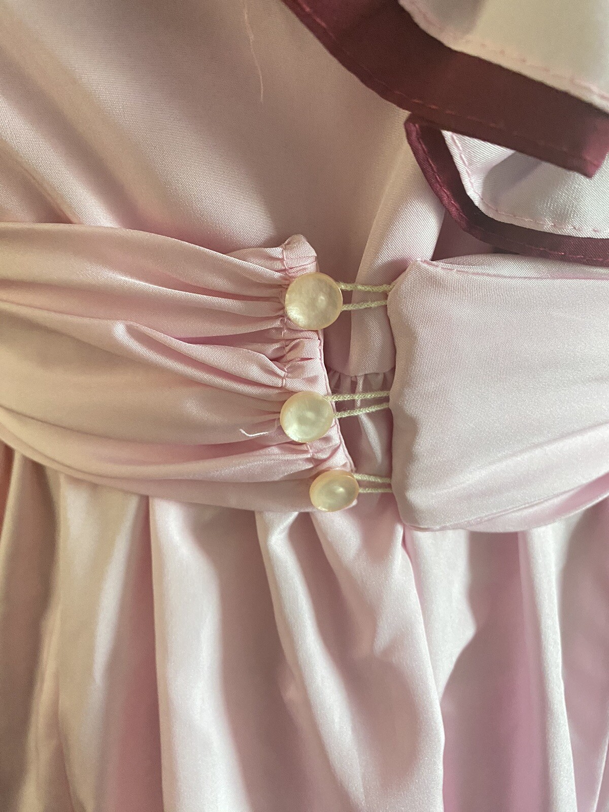 JC Penney Dress Light Pink, Deep Burgundy & Slip Southern Size 9/10 Ruffles Bows