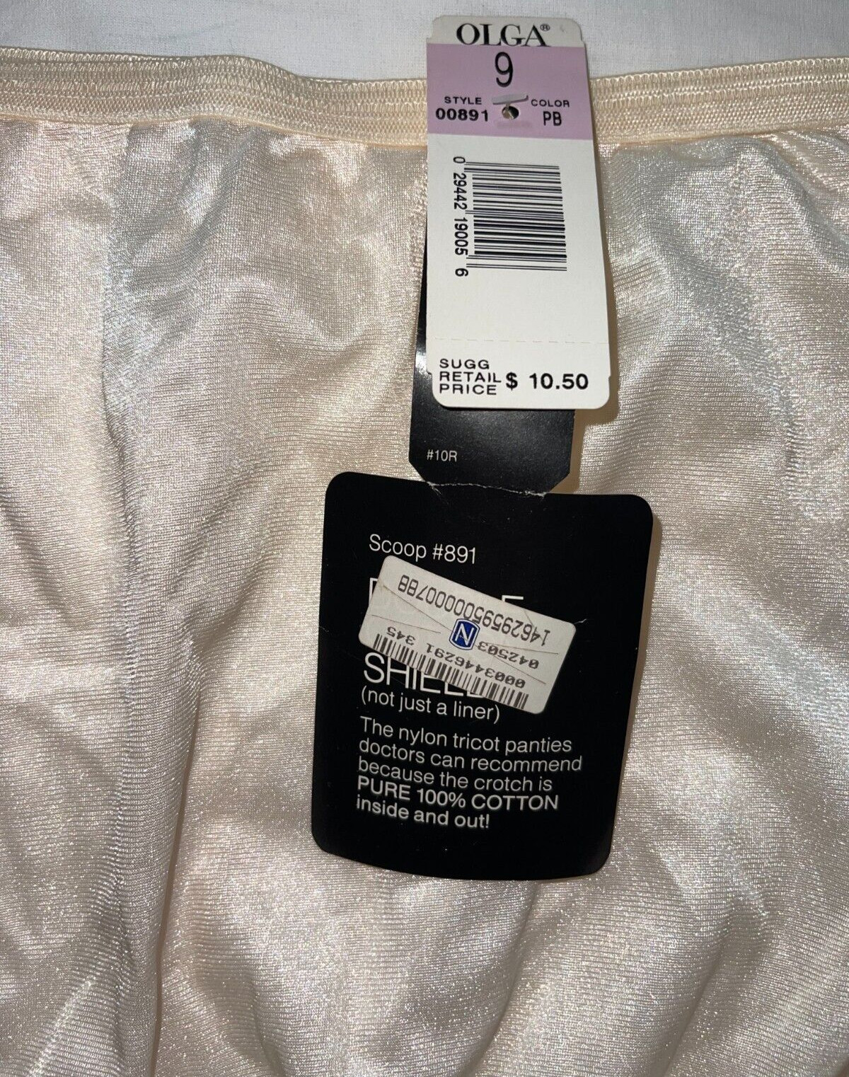 NWT Vintage Olga Nylon Panties Fashion Scoop #891 Size 9 2XL Nylon Beige Nude