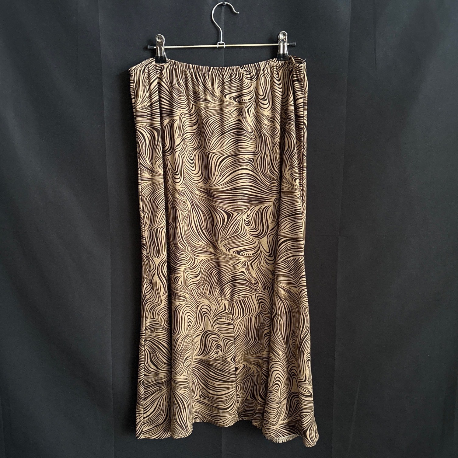 Y2K VTG Whimsical Brown Tan Abstract Swirl Maxi Skirt M Dark Fairy Festival Boho