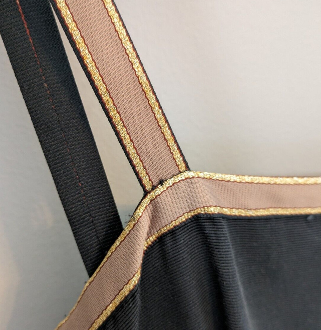 Vtg 70s Oggee By Rizkallah Black Faille Gold Tea Dress ASO Sarah Jessica Parker