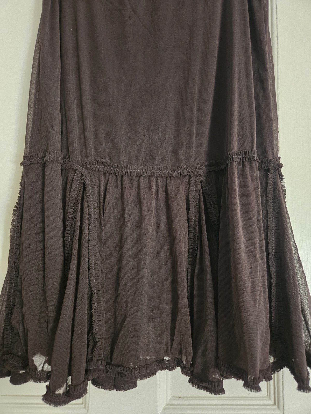 Max Studio Women Fairy Grunge Mesh Fringe Poly Midi Skirt Size M Vintage Y2K USA