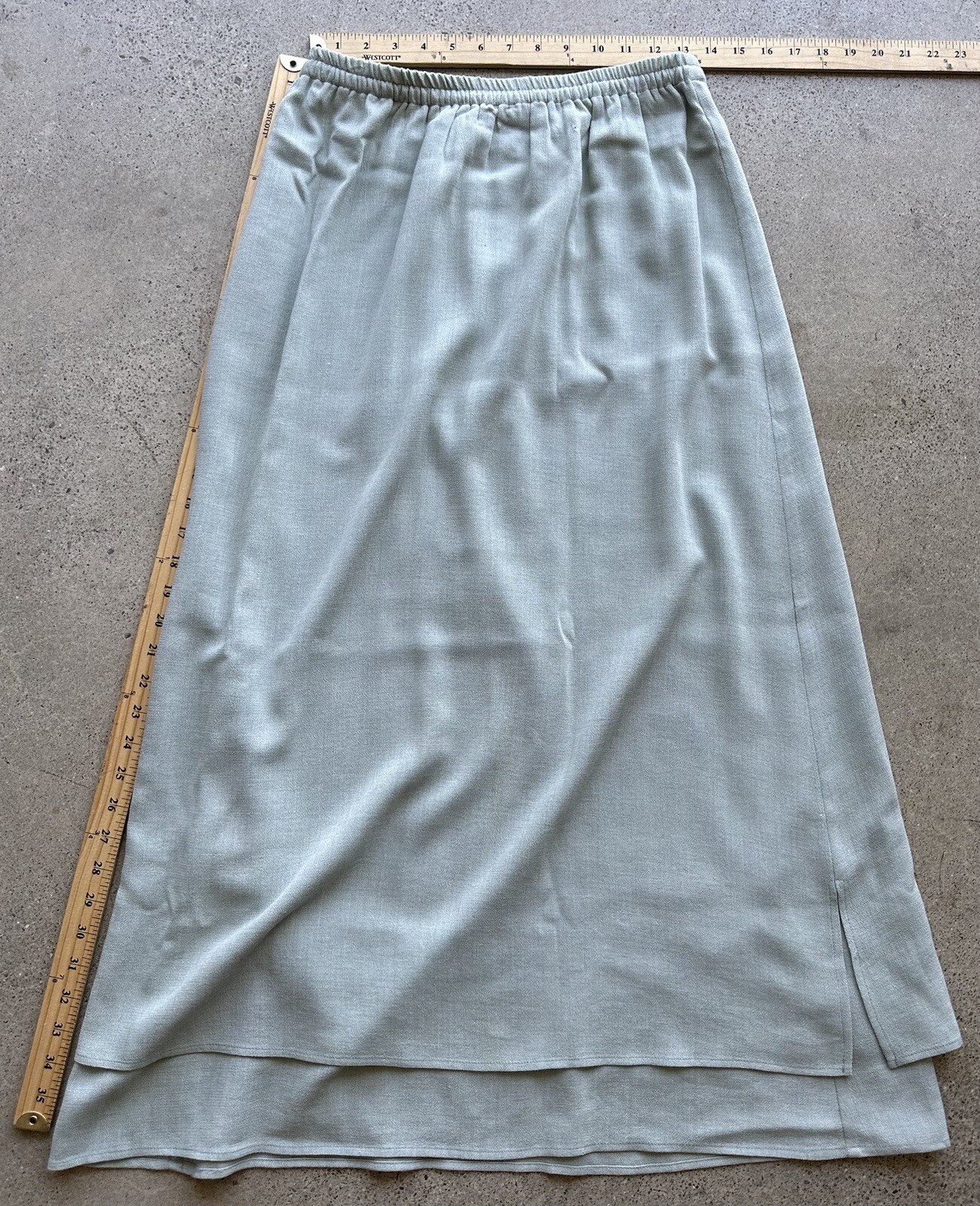 Vintage Sara Campbell Gray Elastic Waist Rayon & Wool Blend Maxi Skirt Size M