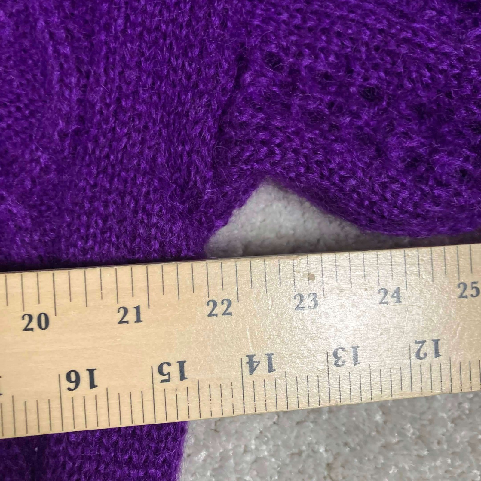 Vintage Purple 50% Mohair Blend Cable Knit Cardigan Sweater Womens Large Acrylic