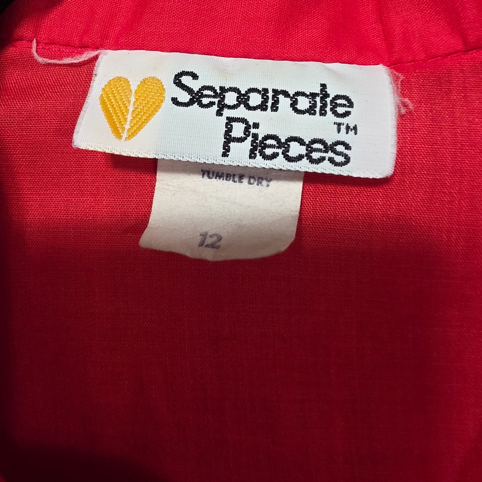Vintage Separate Pieces Womens Cotton Blend Red Long Sleeve Blouse Sz 12 70s 80s