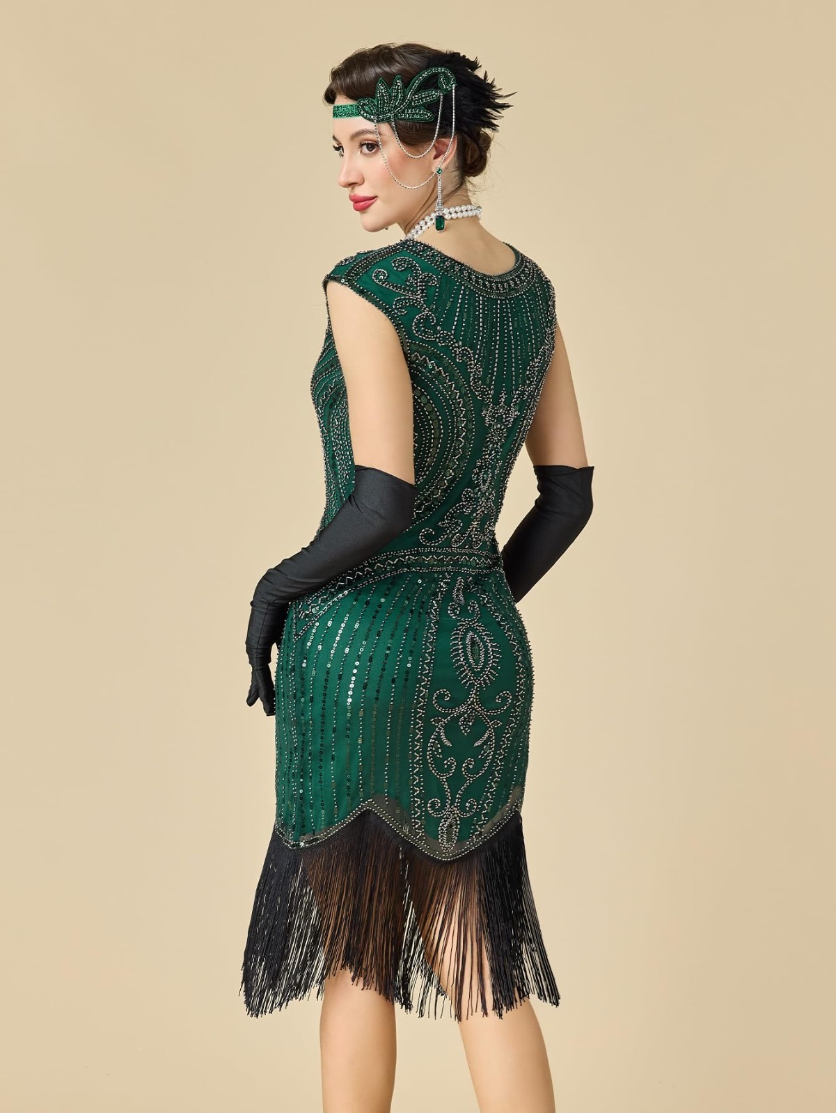 1920s Women’s Flapper Dress Great Gatsby Sequin Fringed Roaring 20s Cocktail Out