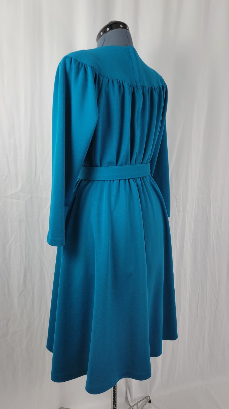 Vintage Impromptu Teal/Turquoise Blouson Dress w Matching Belt Size 12P