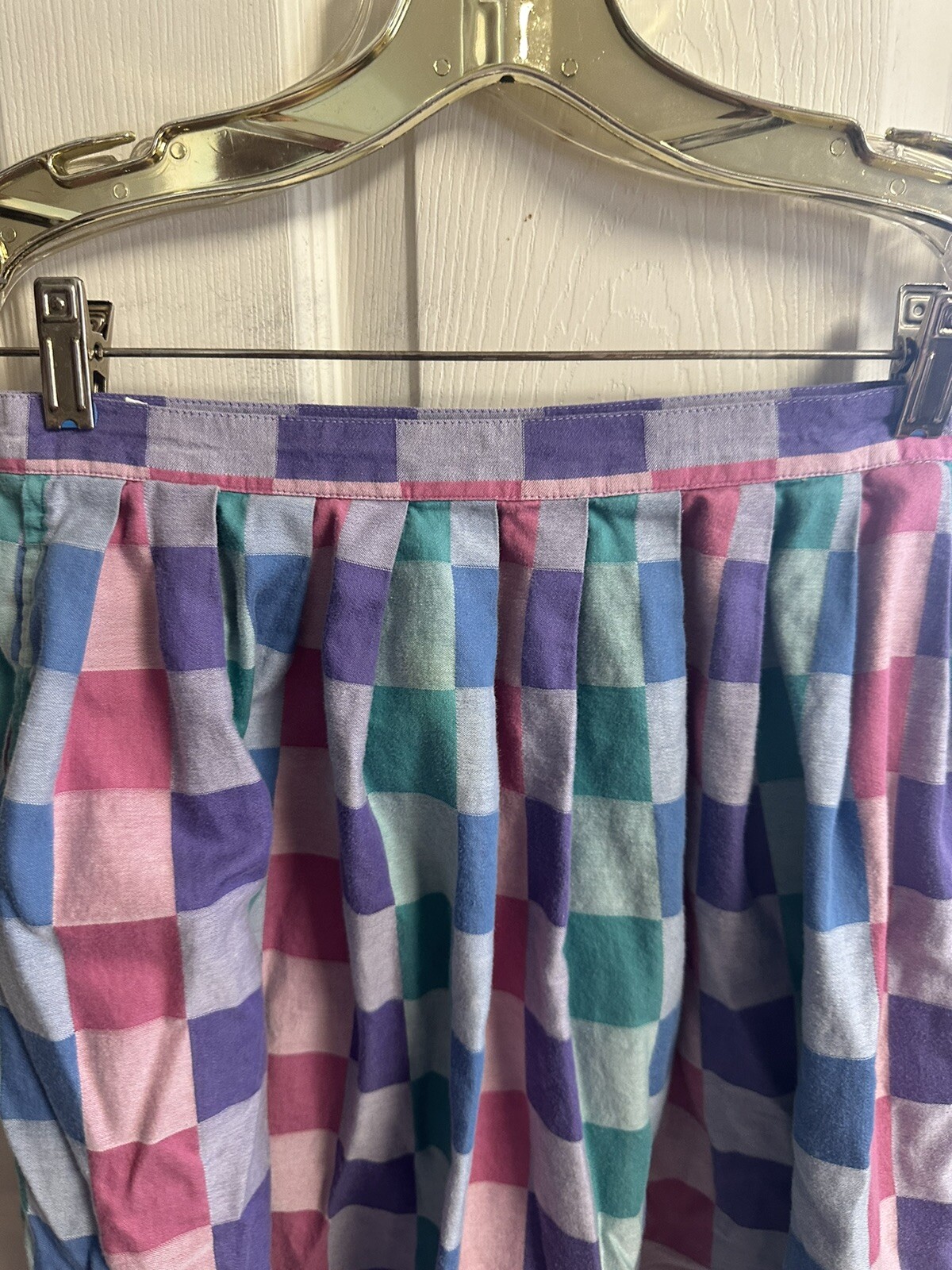 Patchwork Colorblock Wrap Midi Skirt Button Waist 70s 80s Small 12 Pastel 27×32