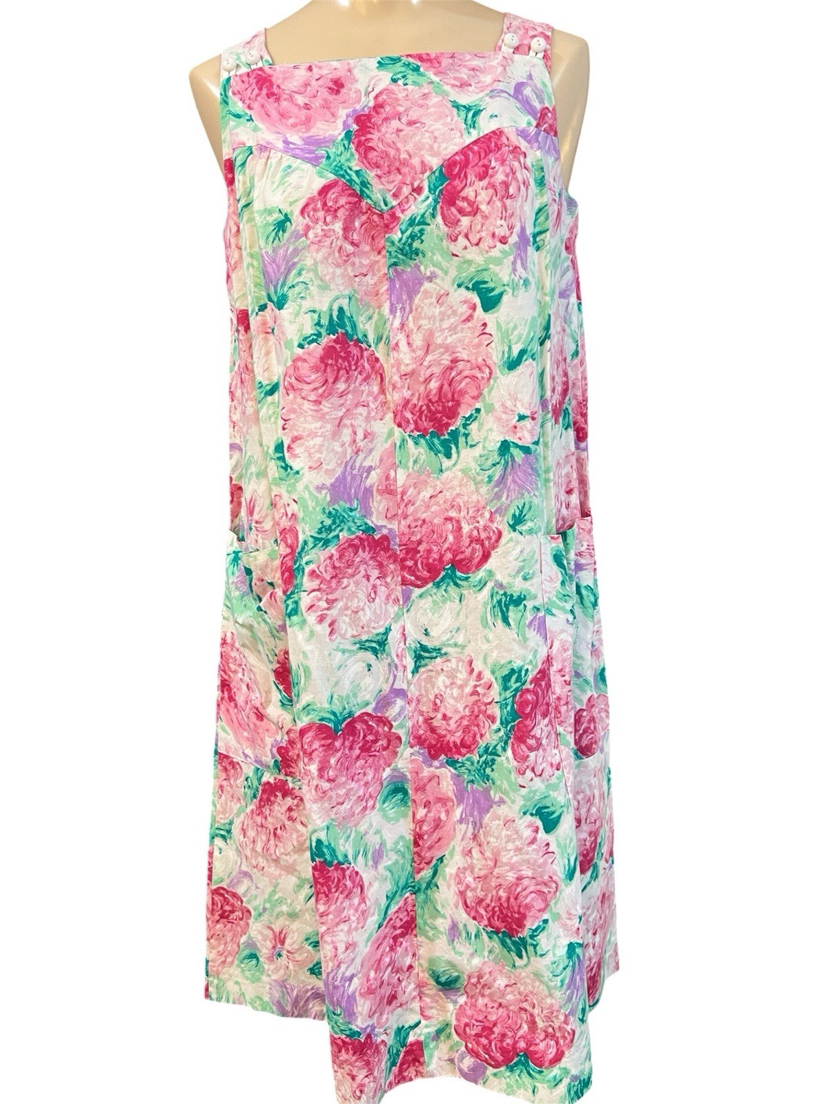 Vintage Alice Of California Floral Cottagecore Romantic Dress Garden Tea M Midi