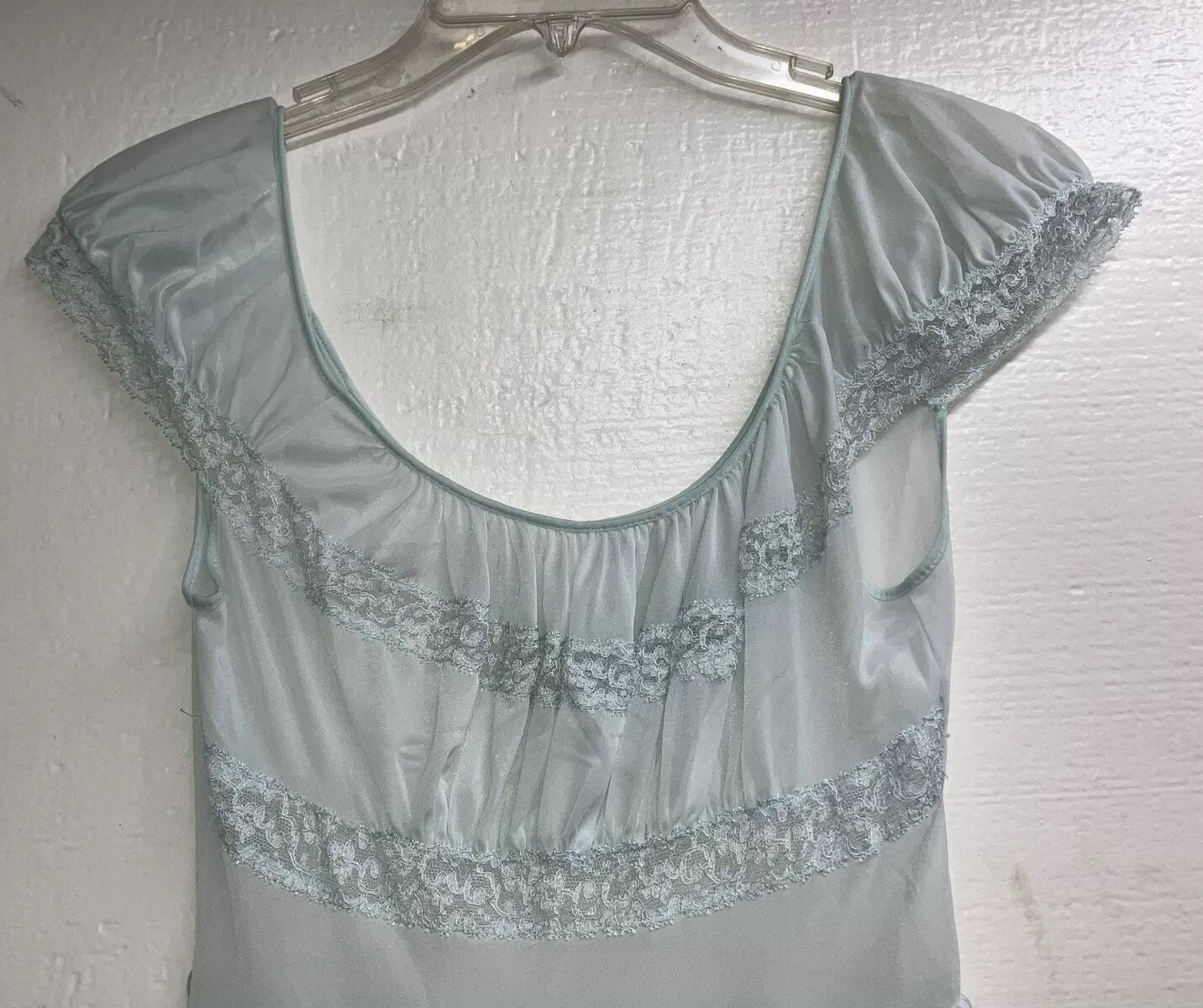 Carters Du Pon Nylon Vintage Pastel Blue Sz 9 Bust 33 Junior Girl Nightgown PO
