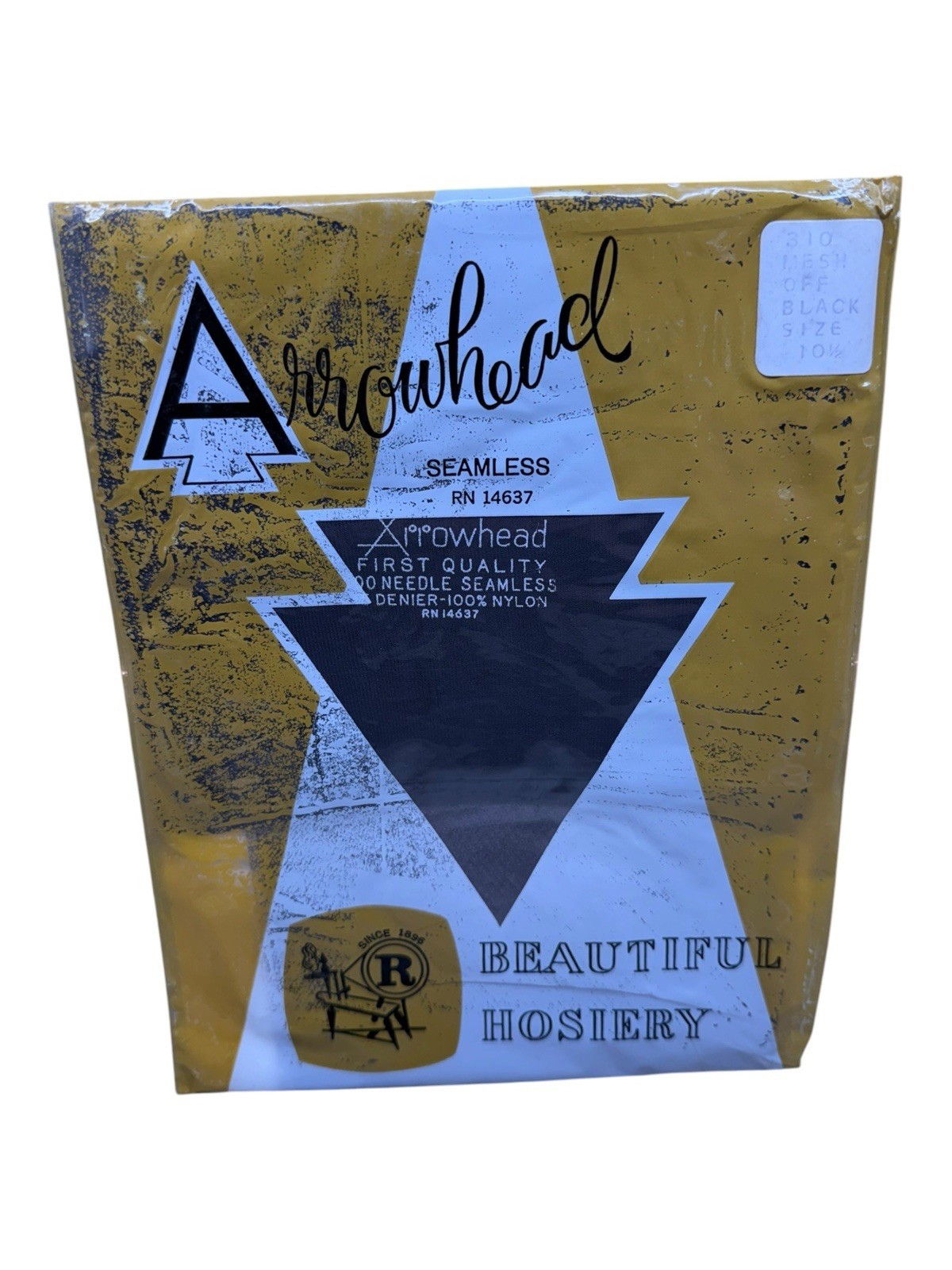Vtg Arrowhead Seamless Nylon Stockings 10 1/2 Black 400 Needle First Quality
