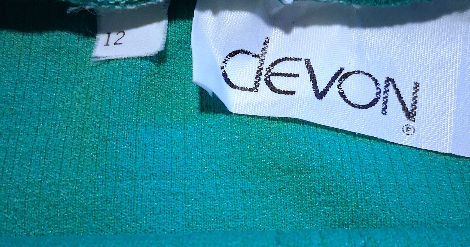 Vintage 70s DEVON Doubleknit POLYESTER SKIRT Green Sz 12 Large