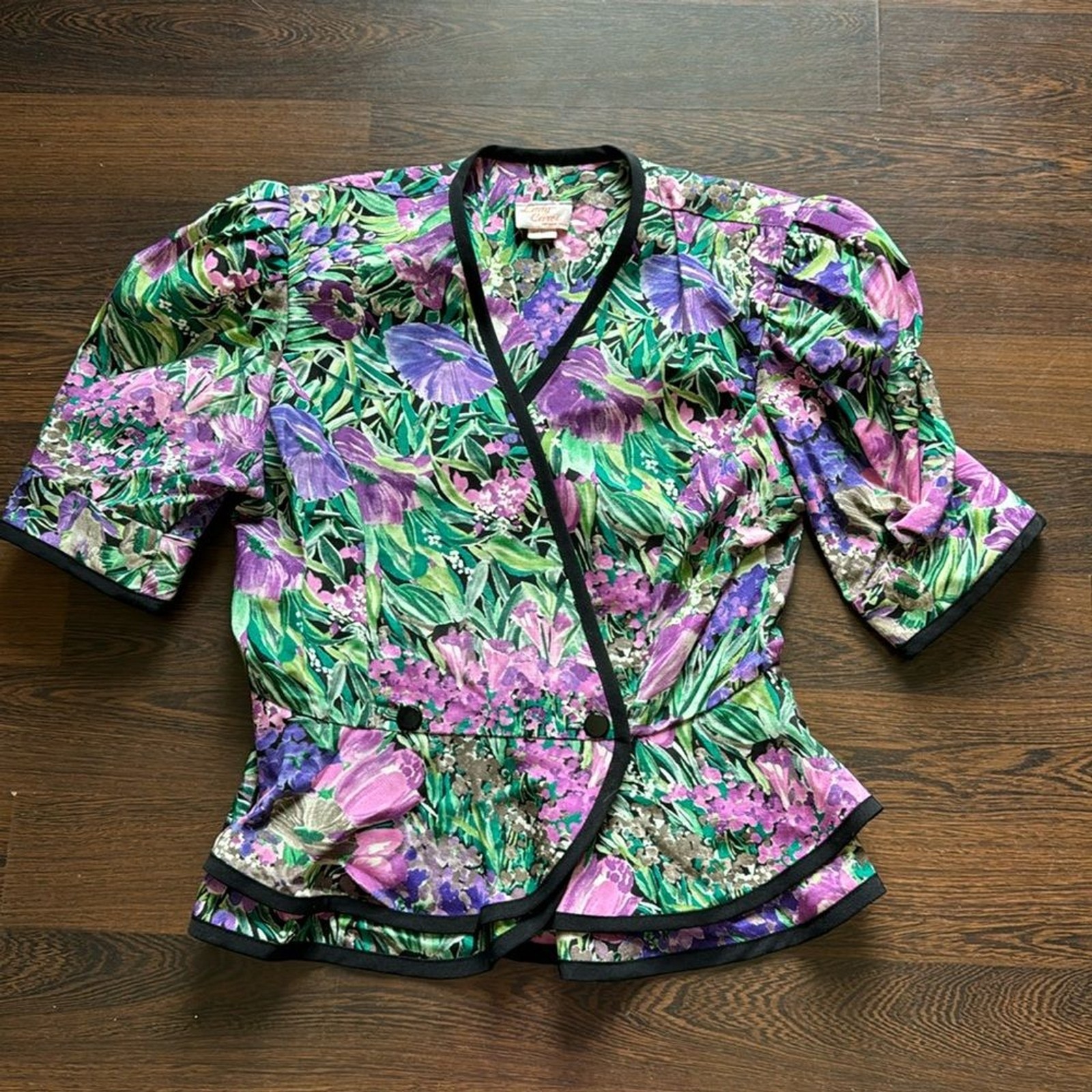 Lady Carol of New York Vintage Peplum Top & Skirt Set Floral 16