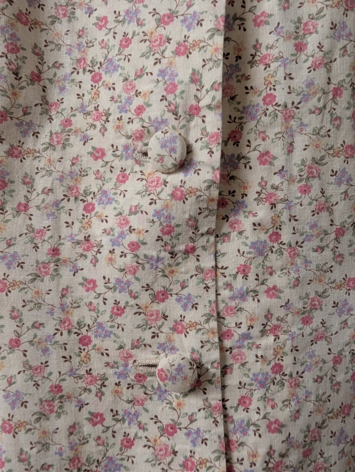 Vintage 40’s 50’s Tiny Floral Prairie House Dress Crochet Collar Chore Flaws S