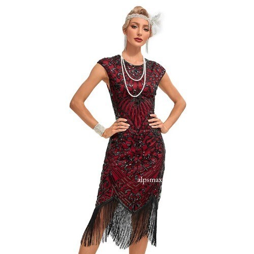 30S Flapper Dresses 1920s Vintage Dress Summer Fringe Beaded Great Gatsby Party