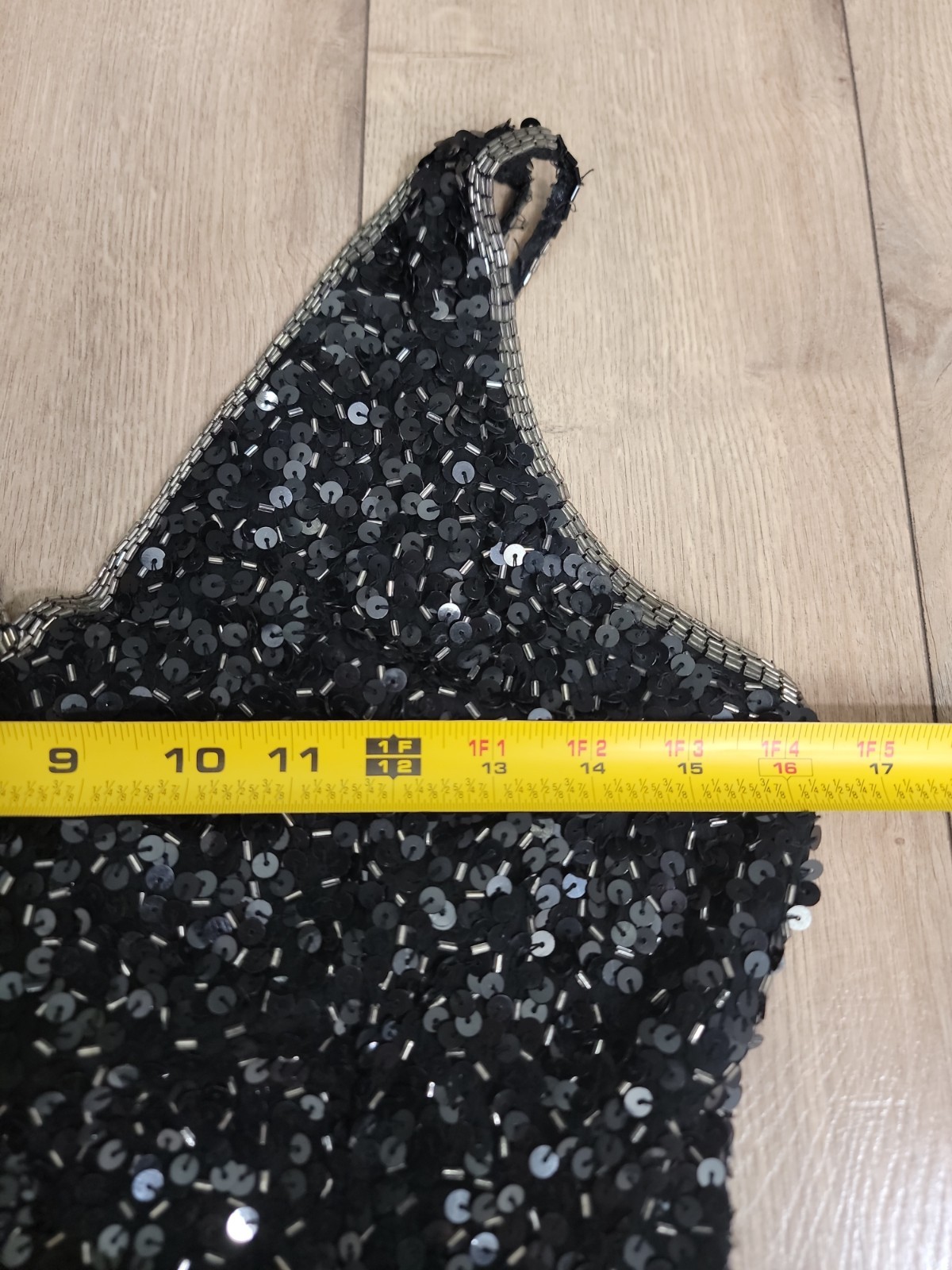 VTG 90s Black Sequin Column Gown Sleeveless Silk Evening Formal Prom Dress Med