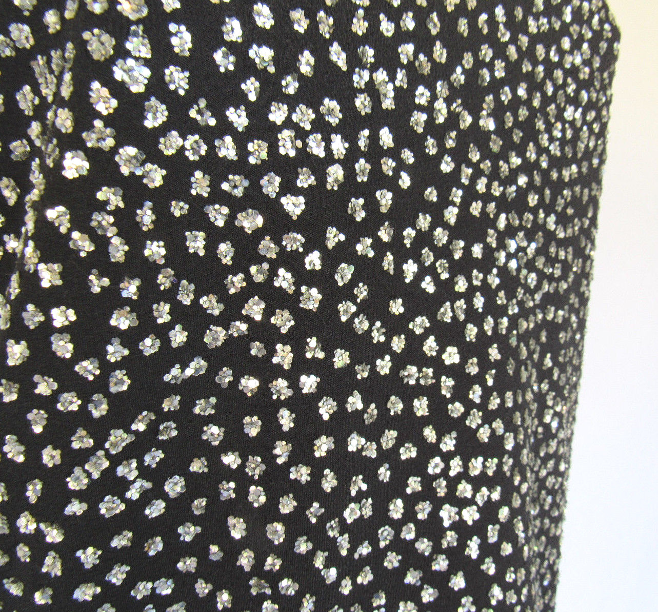 VINTAGE 1970s 80s THEMES GLITTER TOP & LONG SKIRT BLACK SILVER SIZE 6 LINED