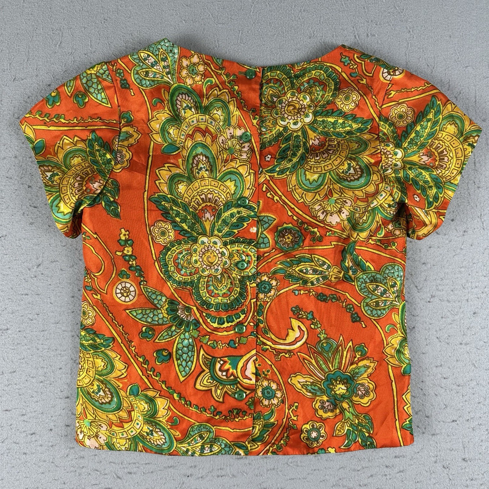 Vintage 60s 70s Alex Colman Pant Suit Women’s 10 Orange Boho Psychedelic Paisley