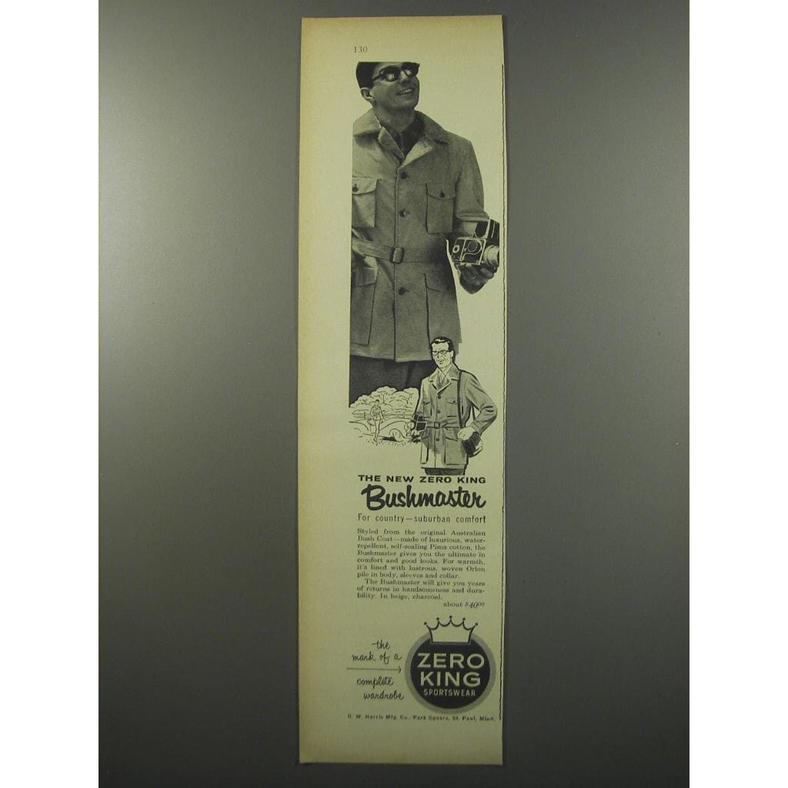 Vintage RARE 1950s Zero King Bushmaster Lined Cotton Hunting Jacket Coat