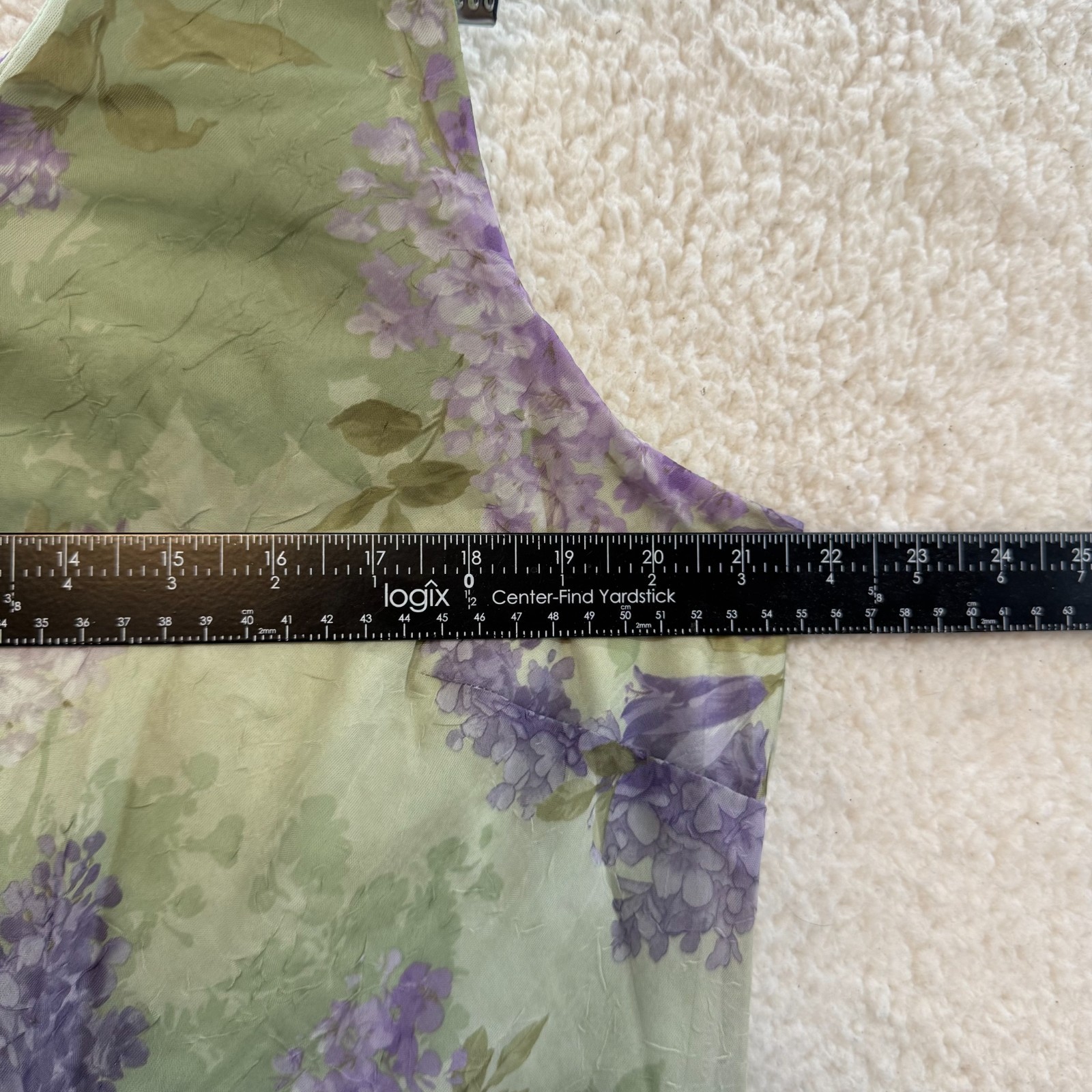 90s Vintage Mesh Midi Maxi Dress 18 XL Green Purple Floral