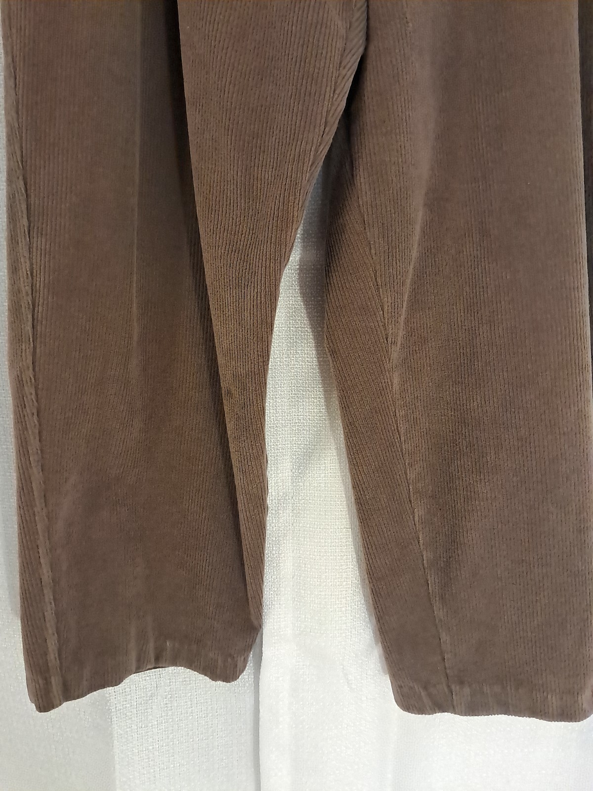 Vtg Lands End Brown Relaxed Fit Elastic Waist Pull On Corduroy Pants L (14-16)