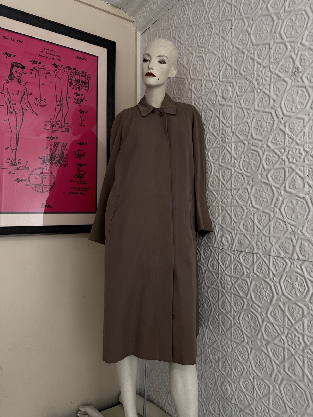Original Vintage Mac-Chas Macintosh Overcoat-1940s-Rain-Beige-As is-Winter Coat