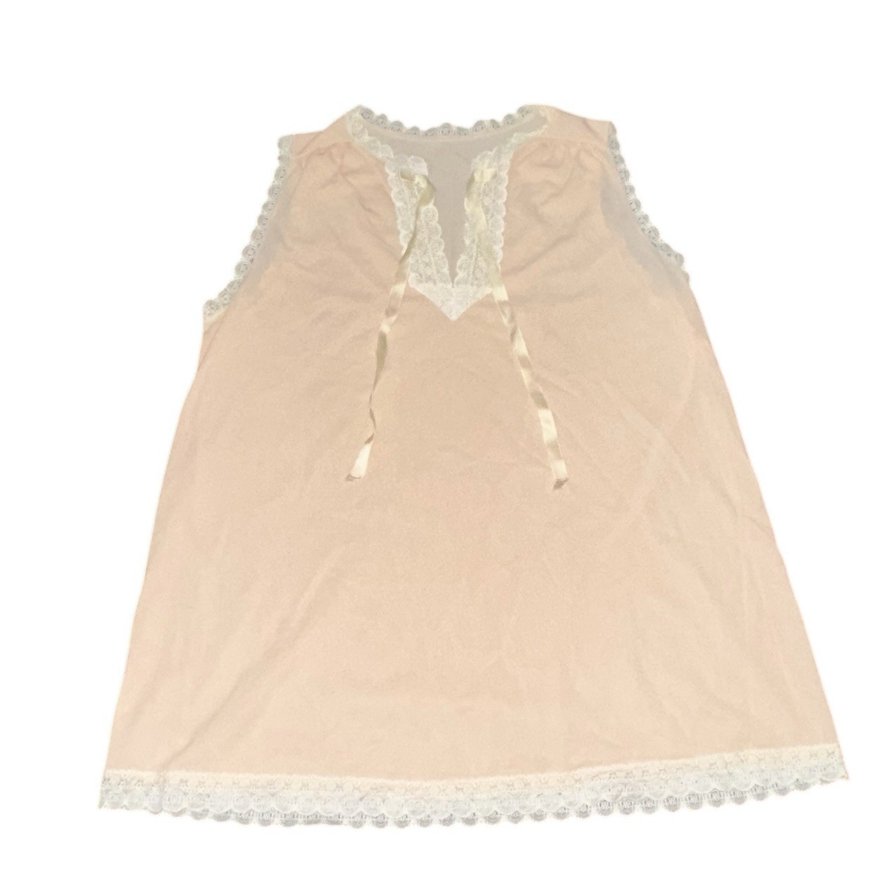 Vtg Sears Nightie Pink Peach Sleeveless Nylon Sleep Shirt Lingerie SIZE 32-24