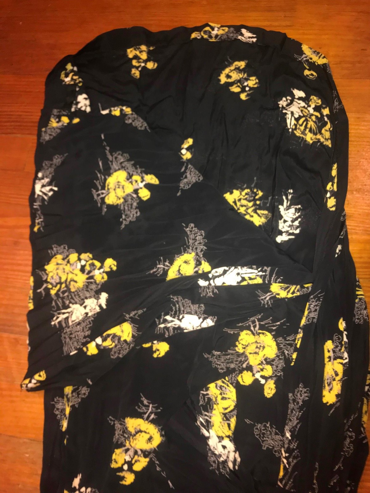 VTG 50S 60S WOMENS S BLACK SIDE ZIP WRAP ASIAN ORIENTAL PRINT DRESS SKIRT