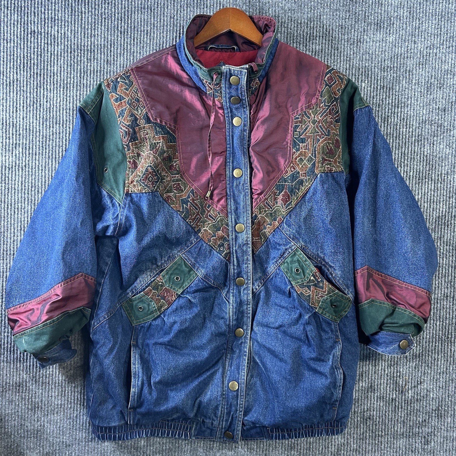 Vintage Denim Jacket Women’s XL Two Twenty Tapestry Iridescent Western