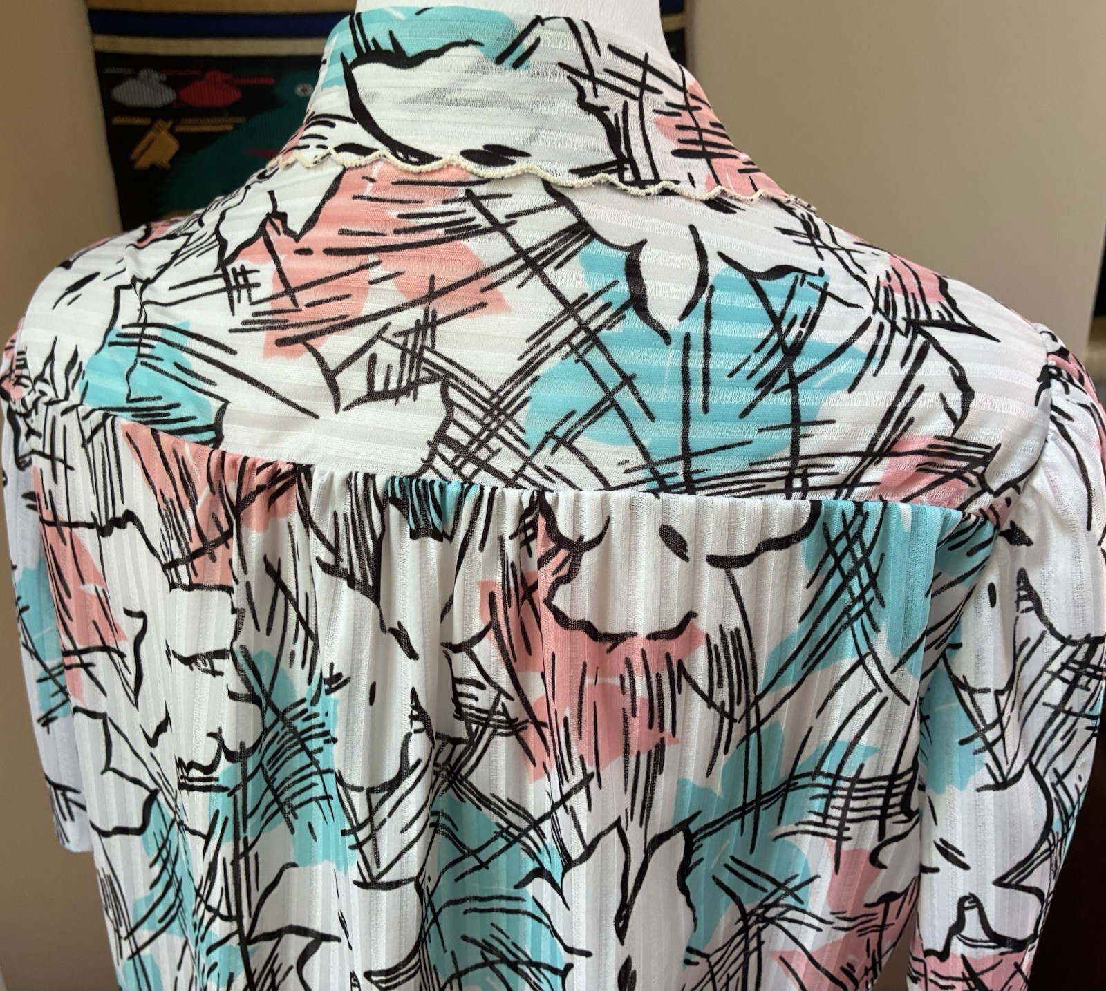 Vintage 80s Graff California Wear Abstract Floral Blouse Grandma Core M USA Made