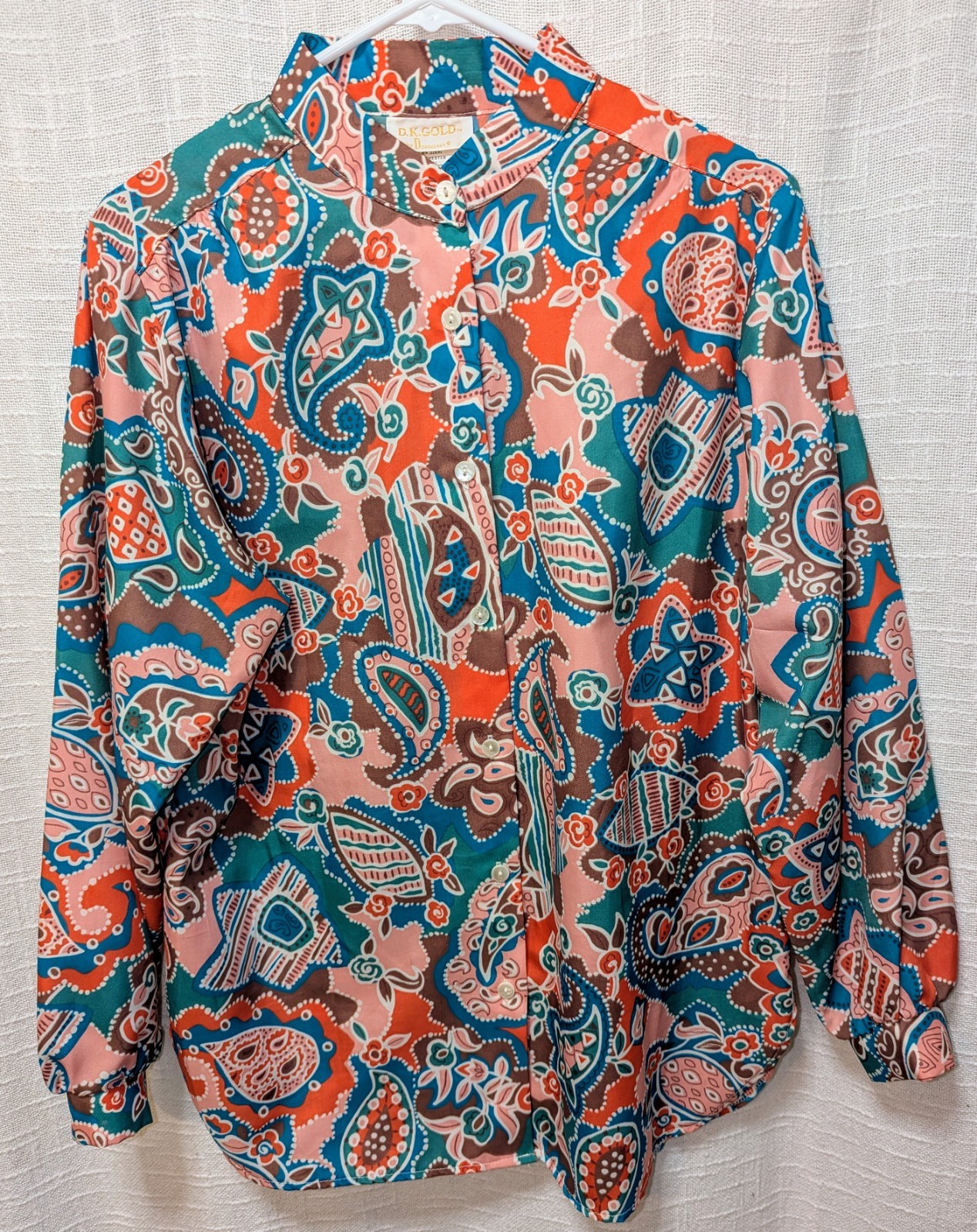 Vibrant Vintage 70s/80s Blouse – D.K. GOLD by Donkenny – Made in USA – M/L