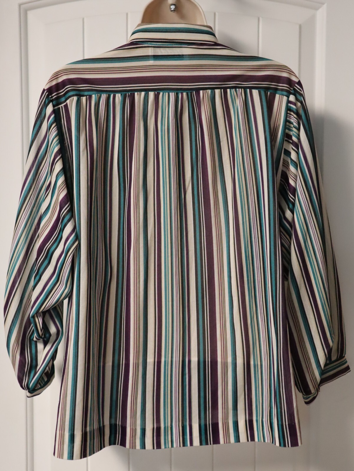 Vintage TEDDI of California 3/4 sleeve striped Button Up blouse size 13-14