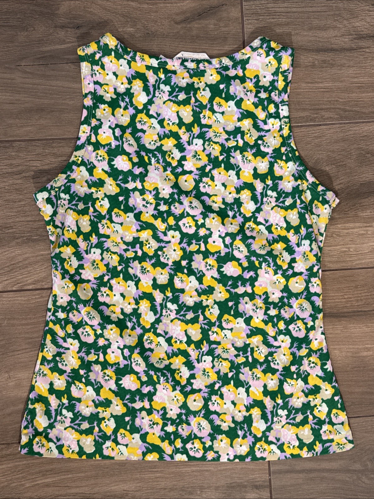 Vintage 1970s Polyester Tank Top Maximalism Flower Power Print Women’s XS/S