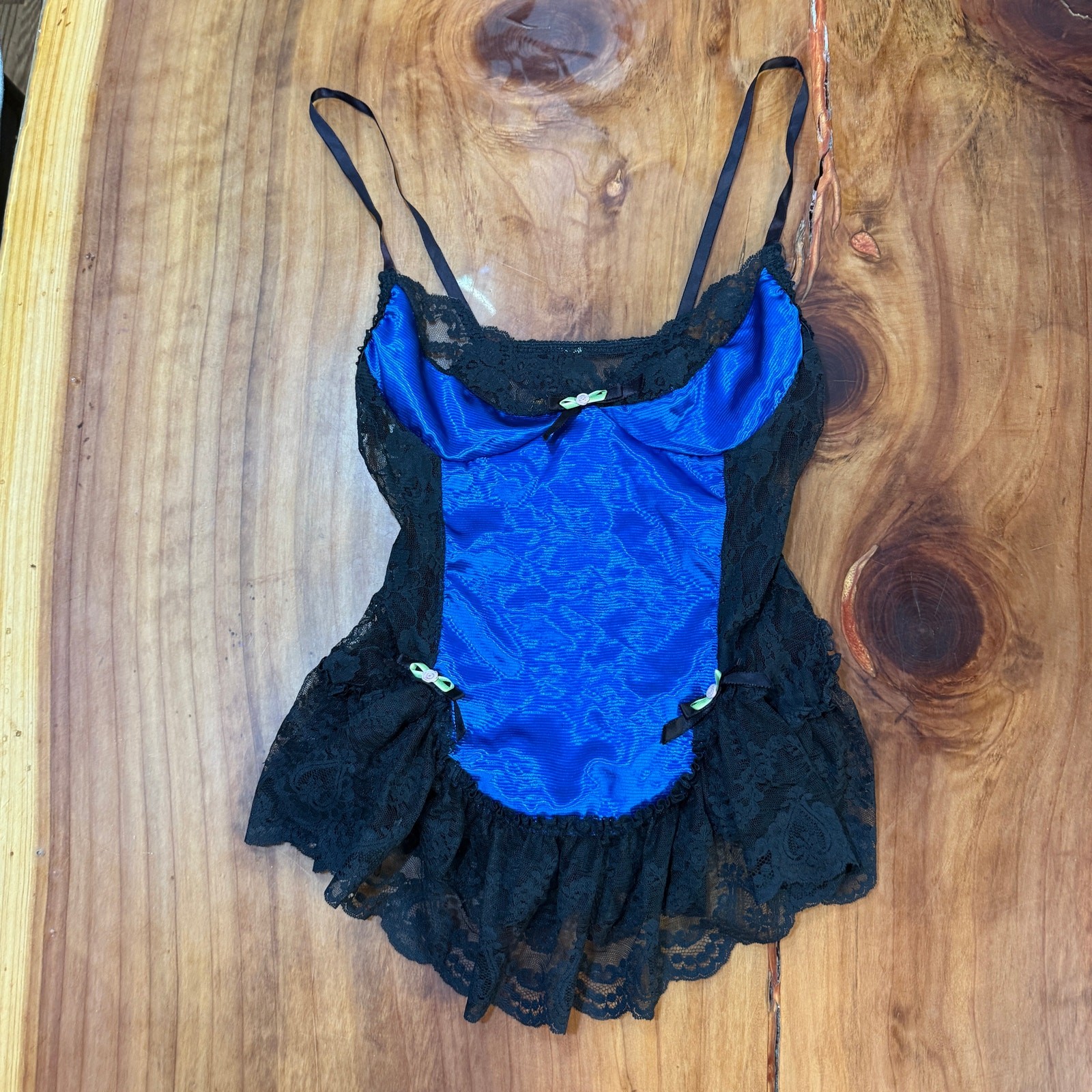 Vintage 90s 80s Unbranded Lingerie Dress S Lace Polyester Sheer Satin Dress TT28