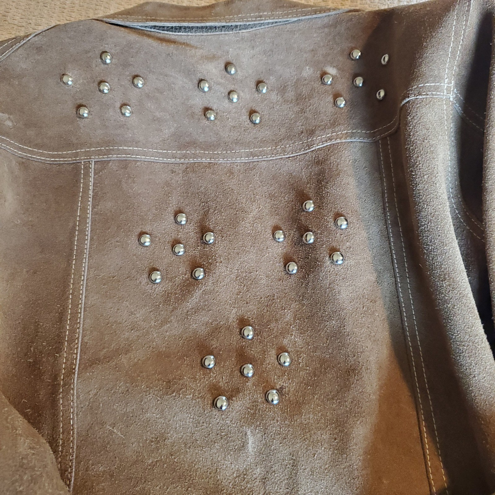 Vintage 70’s Brown Suede Leather Western Studded Snap Front Jacket Womens small