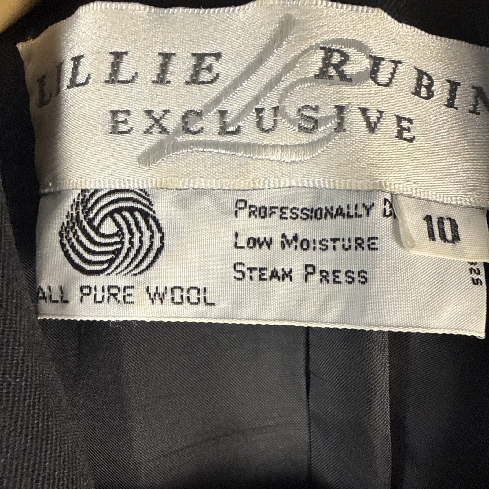 Vtg Lillie Rubin Wool Coat Dress 10 Black Shoulder Pads GoldButtons Quiet Luxury