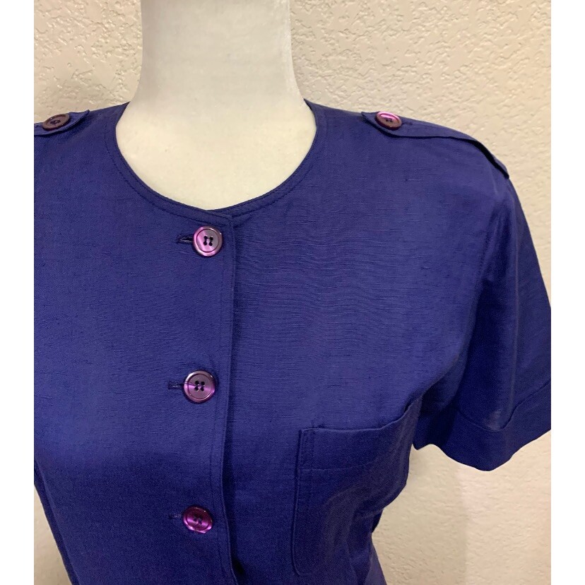 The Kollection LTD Vintage 70s Purple Retro Button Maxi Dress Women’s 28W