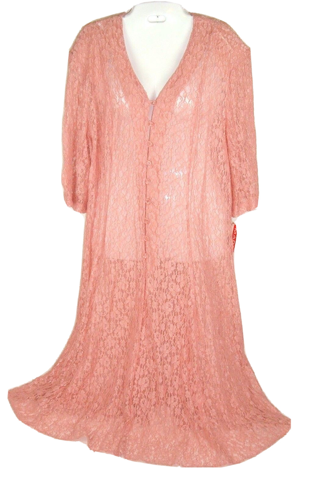Vintage Lace Dress 70s 80s Pink Peasant Boho Prarie Cottage Core 20 USA Coquette