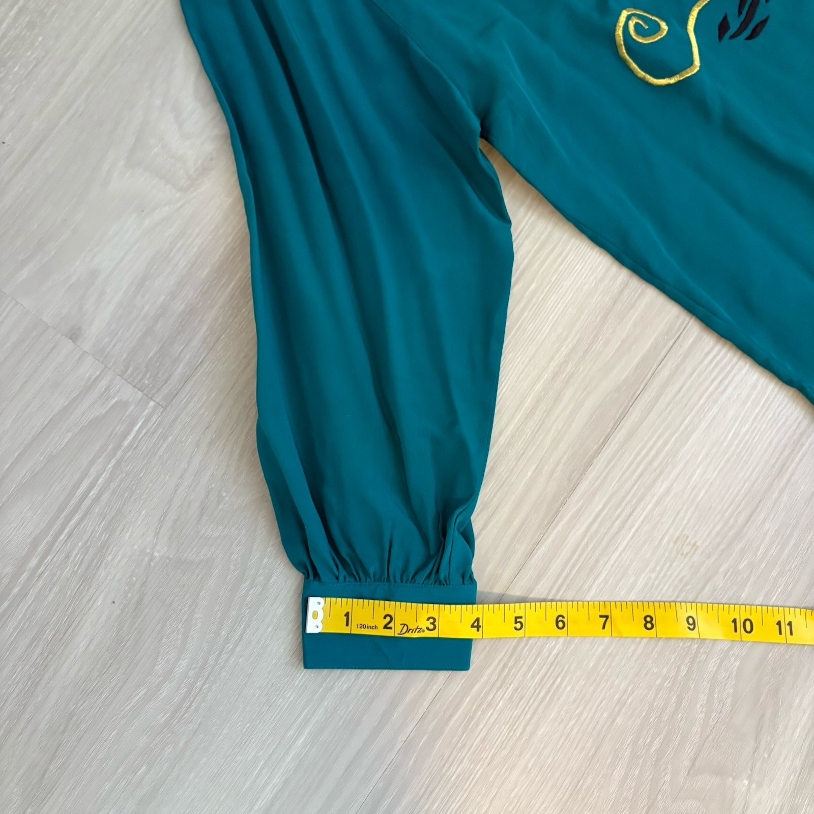 Regina Porter Womens Blouse Vintage 100% Silk Teal Abstract Embroidered Size 1X