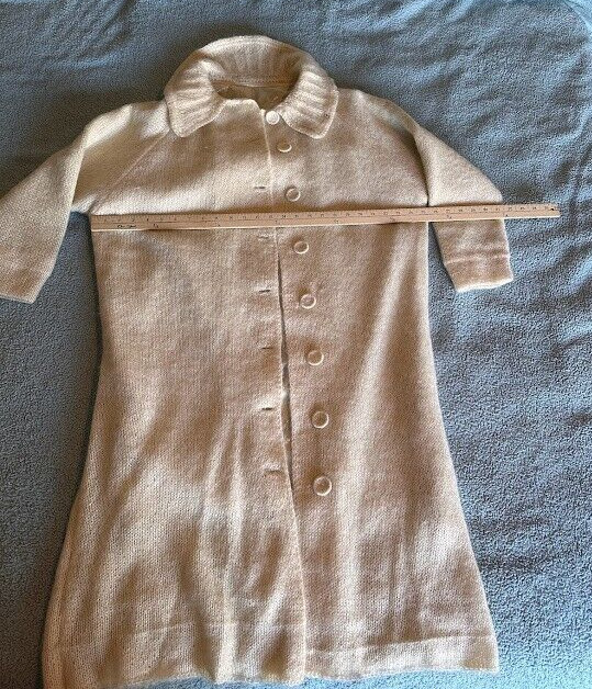 1920s Vtg Womens Home Sewn knit fabric Coat covered Buttons satin lining size M