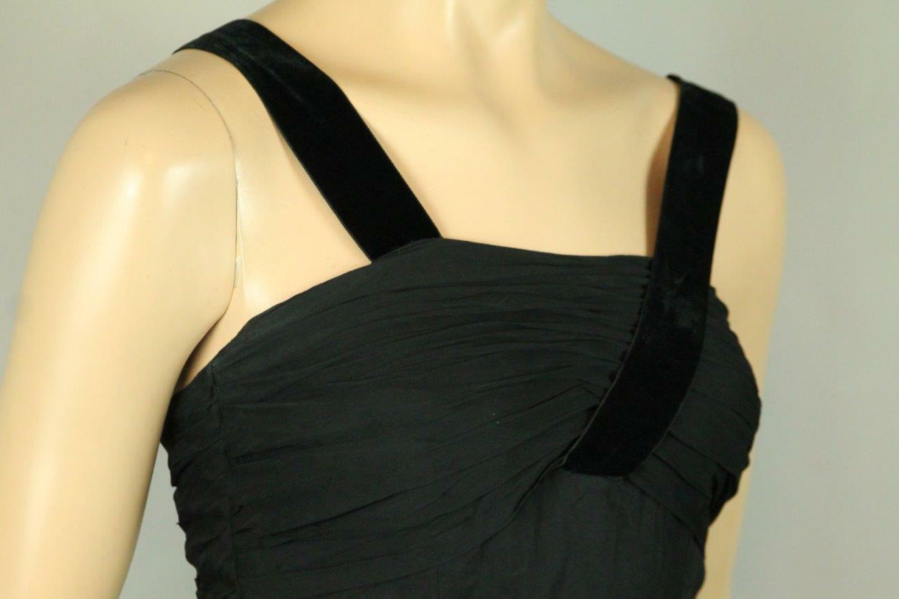 Vtg 50s Chiffon Organza Fit Flare Rockabilly Full Skirt Cocktail Party Dress S