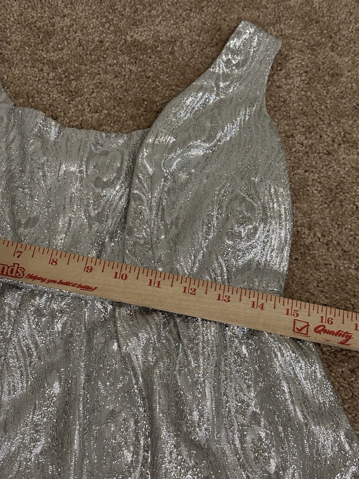 Vintage 70s Handmade Fashioned By Miriam Size M/L Metallic Mini Glitter Dress