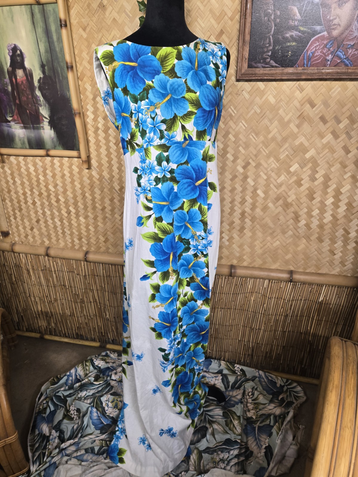 Vintage Ui-maikai Hawaiian Barkcloth Honeymoon Aloha Dress & Shirt Set w1257