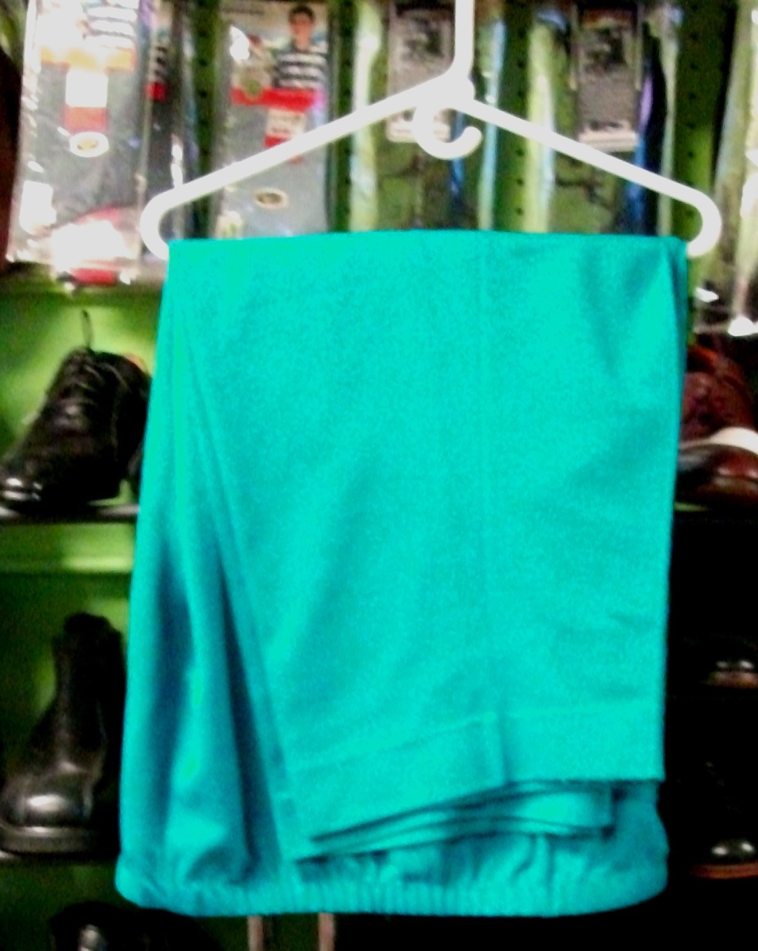 Vintage 70s 80s Barry Ashley Teal Blue Pants Double Knits RETRO, Size 48