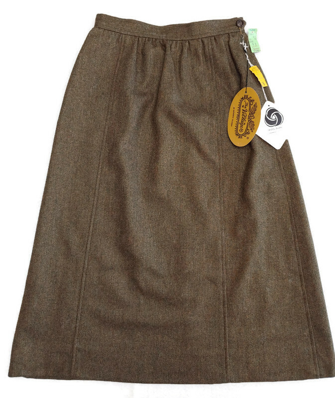 Vintage NOS Villager Wool Blend Midi Length Lined Skirt Sz 6 Olive Hunter Green