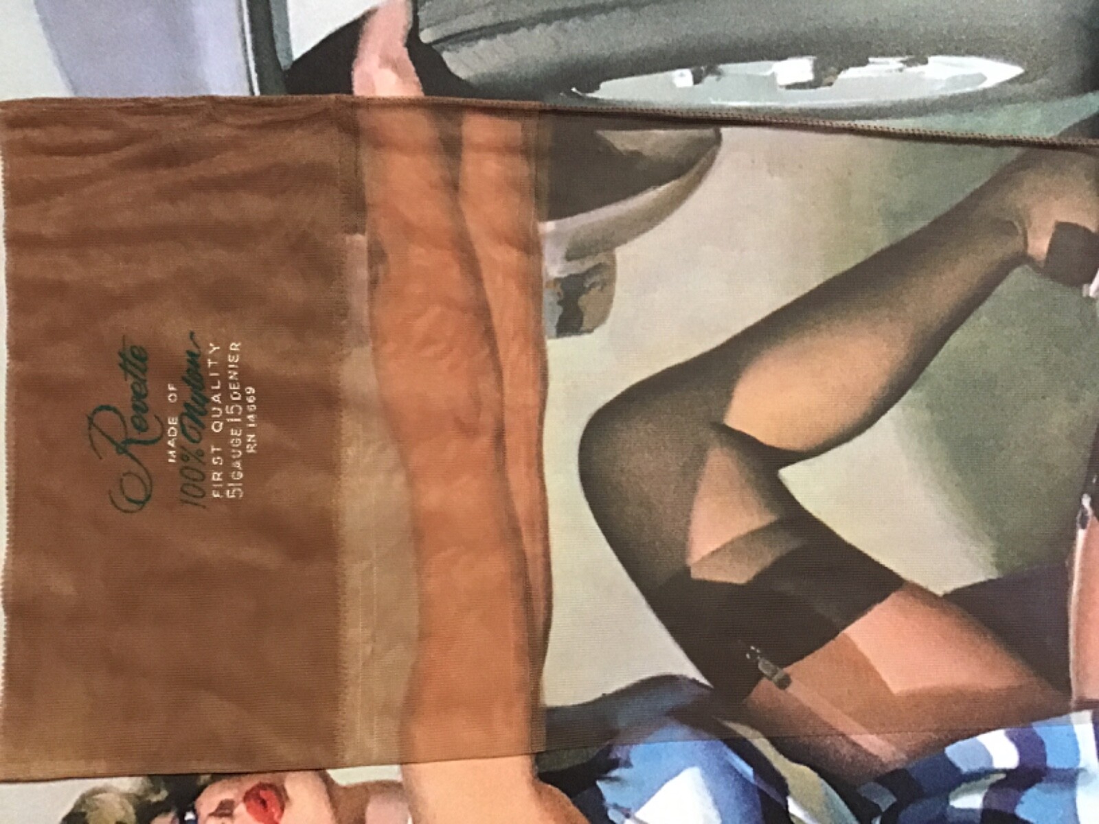 1PR NOS REVETTE SEAMED FLAT KNIT IULTRA SHEER 32” SMART BEIGE SZ 10 FFFCUBANHEEL