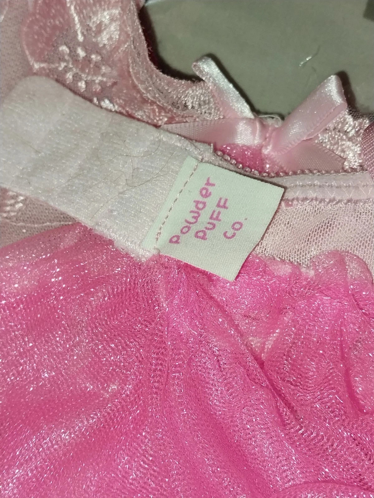 vtg SILKY SHINY NYLON RUFFLES CHIFFON PINK LAYERS LACE BRA TOP SISSY PANTIES SET