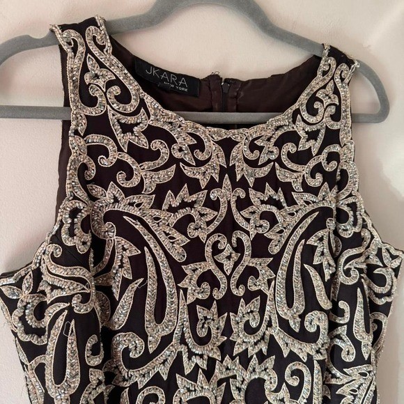 Vintage 80s 90s chocolate brown beaded tank India showgirl brocade